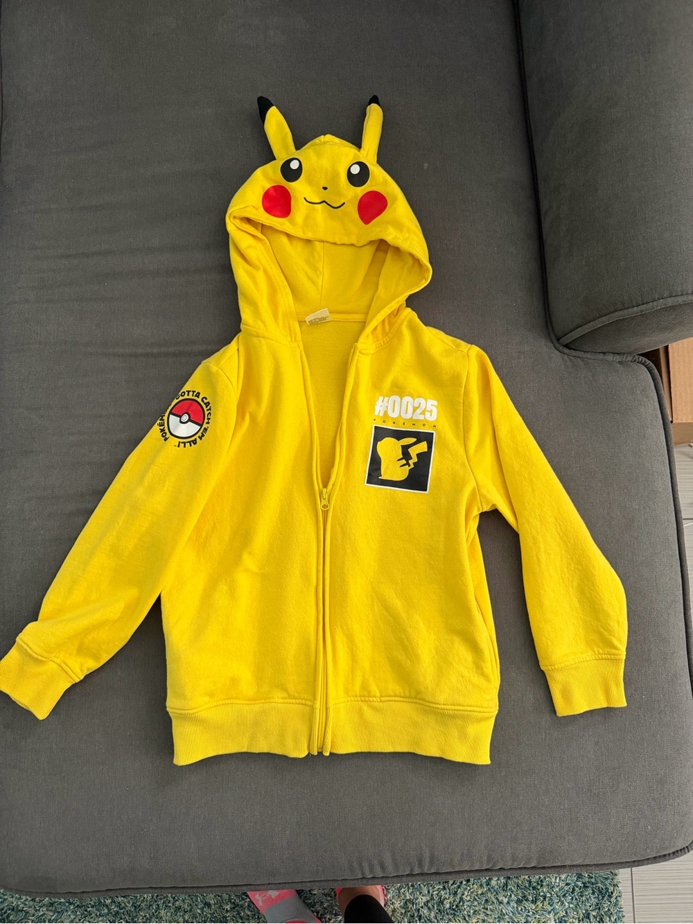 Pikachu Yellow Kids Zip-Up Hoodie - #0025
